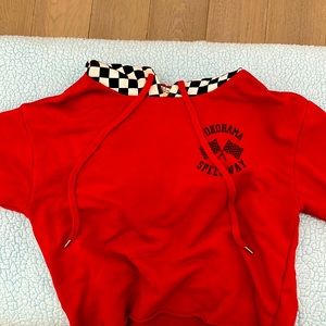 Cropped checkerboard hoodie